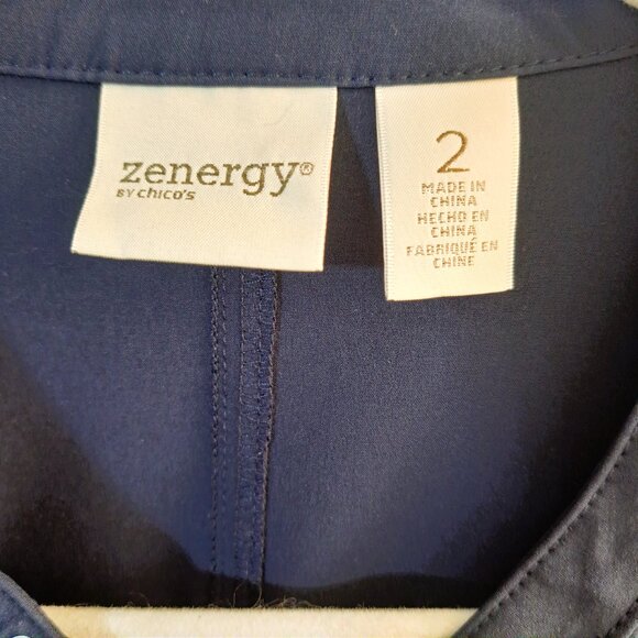 Chico's Zenergy Women's Soft Shell Full Zip Jacket Blue Long Sleeve top Sz 2 - Picture 7 of 8